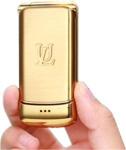 Ulcool V9 Smallest Flip Metal Body Dual Sim Card Luxury Mobile Cell Phone (Gold)