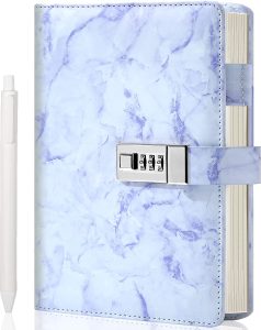 Marble Diary with Lock for Girls and Women