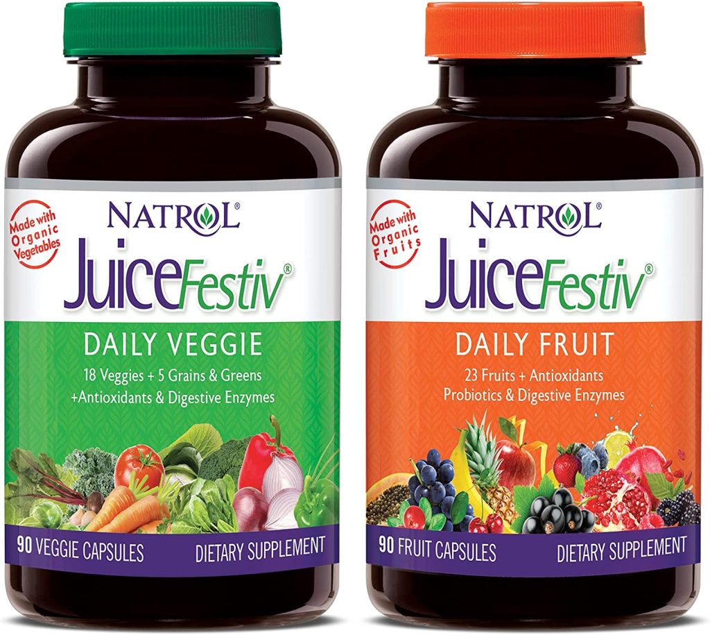 Natrol Juicefestiv Daily Fruits & Veggies Capsules with SelenoExcell, 180 Tablets