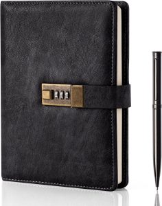 WEMATE Diary with Lock, A5 PU Leather Journal