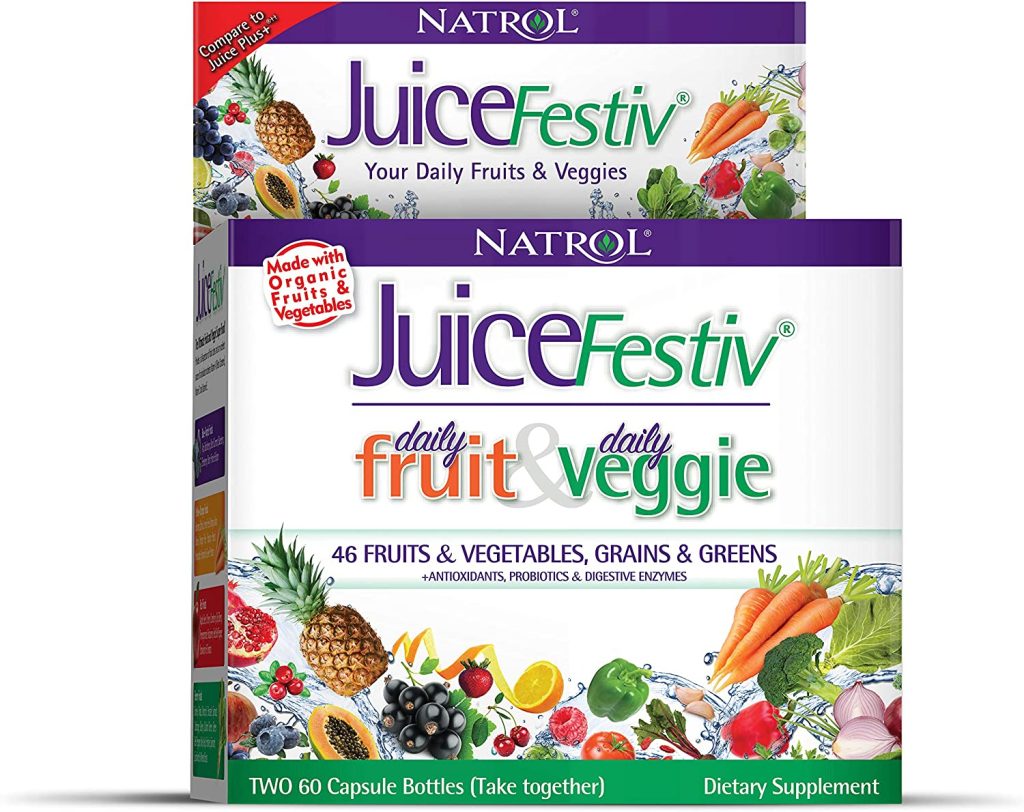 Natrol Juicefestiv Daily Fruits and Veggies Capsules with SelenoExcell for Improved Metabolism