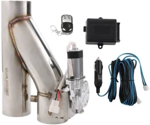 BUSIDN 3 inches 76mm Stainless Steel Electric Exhaust Cutout Motor E-cut Valve Kit, Catback Single Y Pipe.