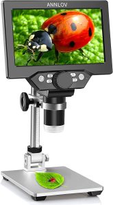 7" LCD Digital Microscope ANNLOV 1200X Maginfication 1080P Coin Microscope with Metal Stand