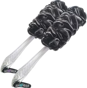 Loofah-Charcoal Back-Scrubbers 2-Pack-by-Shower-Bouquet