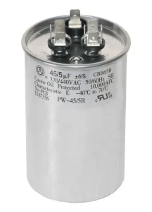 PowerWell 45+5 MFD 45/5 of 370 or 440 Volt Dual Run Round Capacitor PW-45/5/R 