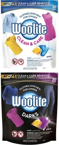 Woolite Clean & Care and Darks Pacs, Laundry Detergent Pacs, 30 Count, for Standard and HE Washers