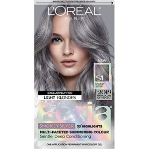 L'Oreal Paris Feria Multi-Faceted Shimmering Permanent Hair Color Hair Dye, S1 Smokey Silver