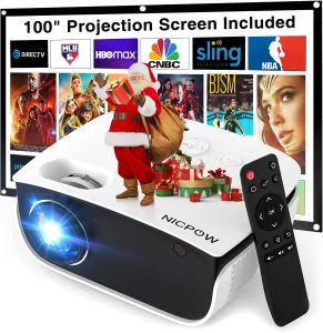 Outdoor Projector, Mini Projector with 100" Screen