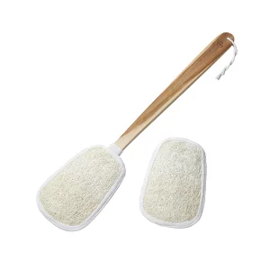 FAAY 17 Inch Natural Exfoliating Loofah Back Scrubber On a Stick with Luffa Sponge Pads Refills