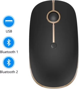 Bluetooth Mouse, Triple Mode(BT 4.0+ BT 4.0+ USB) Rechargeable Bluetooth Mouse