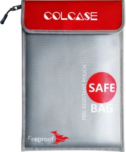COLCASE Fireproof Document Bag (2000 ℉ )15 x 11 Inches Silicone Coated Fireproof