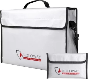 ROLOWAY Fireproof Document & Money Bags, Large Fireproof & Water Resistant Bag 