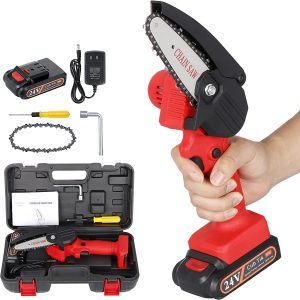 Mini Chainsaw Cordless 4-Inch Electric Power Chain Saws One-Hand Handheld Portable Chainsaws