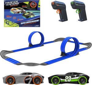 Tracer Racers Remote Control Cordless Glow in The Dark High-Speed Super Loop Speedway Track Set 